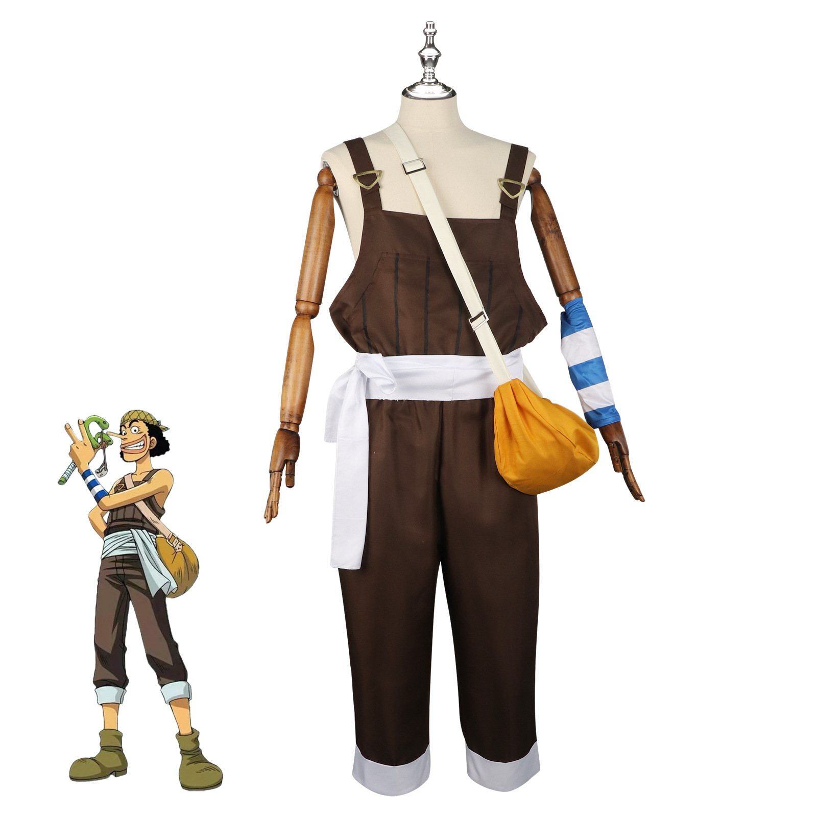Men'S Suit Accessories - Anime UUsopp Cosplay Kostüm Kahverengi Tulum