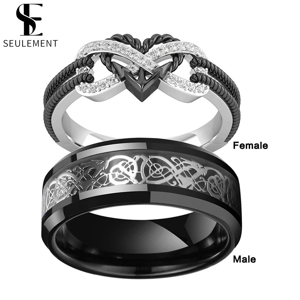 Men Accessories List - Seulement Aşk Siyah Infinity Kalp Çift