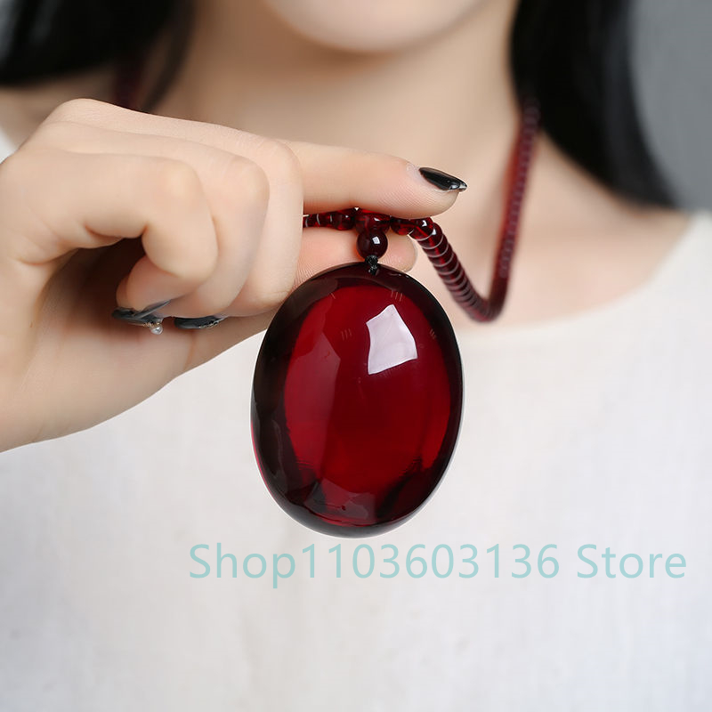 Men Accessories Ethnic - Doğal bordo Amber balmumu kolye kolye