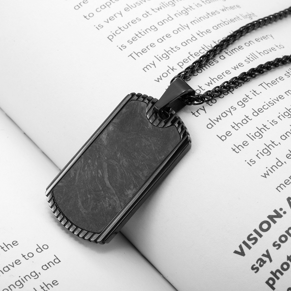 Men Accessories List - Karbon Fiber Kolye Paslanmaz Çelik Askeri